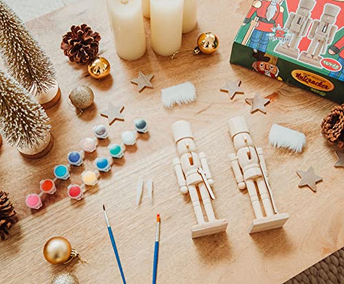 Toynk Paint Your Own 7-Inch Wooden Nutcracker Figure Craft Kit | Set of 2