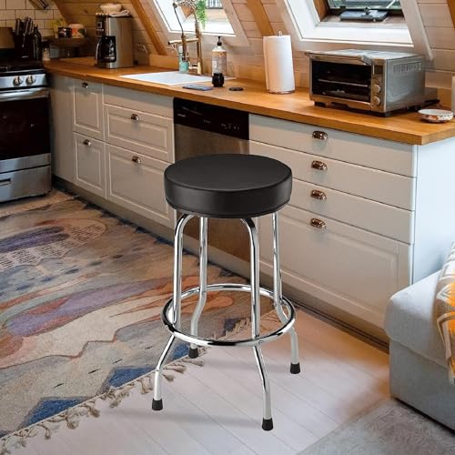 Torin ATRP6185B-1 Swivel Bar Stool: Padded Garage/Shop Seat with Chrome Plated Legs, Black - WoodArtSupply