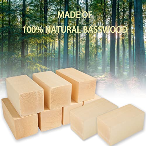 ABuff 10 Pack Basswood Carving Blocks 4 X 2 X 2 Inch Wood Blocks for Carving, Basswood for Wood Carving Wood, Unfinished Wood Blocks for Beginner ABuff