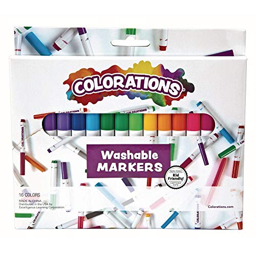 Colorations Classic Markers, Conical Tip, 16 Bold Colors, Coloring, Paper, Kids, Posters, Drawing, Bold Colors, Home, Classroom, School Supplies, Art - WoodArtSupply