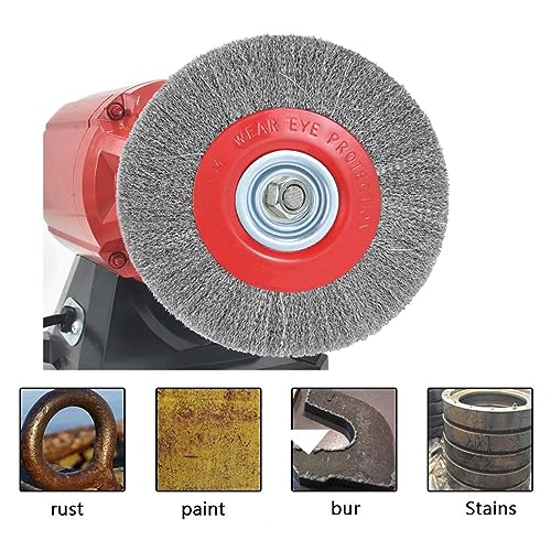 OSFTBVT 8in Bench Wire Wheel Brush for Bench Grinder Coarse Crimped Steel Wire 0.012" with 1/2" 5/8" 3/4" 7/8" 1"(5sets) Spacer Arbors - 2pack OSFTBVT