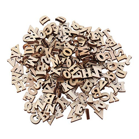 MAGICLULU Wooden Alphabet Letters 100PCS Small Wooden Alphabet Letters 0.6/15mm Unfinished Wood Letters Mini Blank Wood Symbols Wood Pieces for MAGICLULU