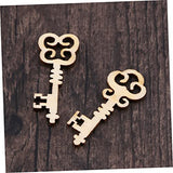 ABOOFAN 60 Pcs Unfinished Wood Craft Wood Key Embellishment Wooden Embelliment DIY Wood Antique Keys Unfinished Wooden Keys Wood Slices Natural Home ABOOFAN