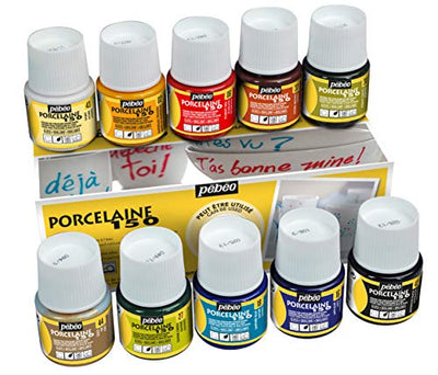 Pebeo PE513000 Porcelaine 150 China Paint Set 45ml Pkg-Discovery, 10 Assorted 45 ml Bottles, 6 Fl Oz