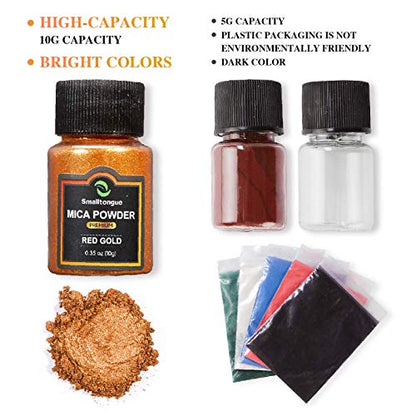 Smalltongue Mica Powder for Epoxy Resin, 36 Colors, 0.35 oz(10g) Bottles Mica Glitter Powder, Mica Pigment Powder for Lip Gloss, Soap Making, Bath - WoodArtSupply