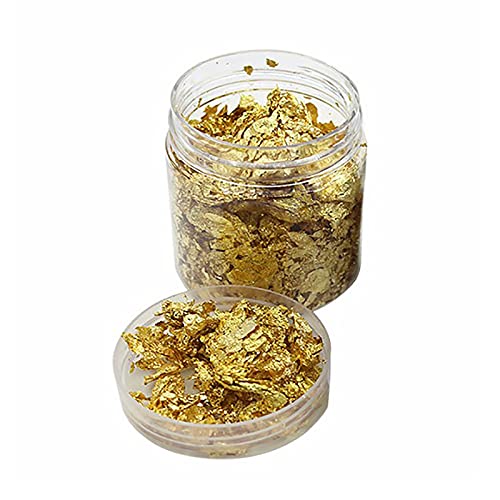 Gold Leaf, Gold Flakes, Gold Foil Flakes for Resin, Imitation Gold Foil Flakes Metallic Leaf Gold Foil for Nails Painting Crafts Slime and Resin UpTuoLi
