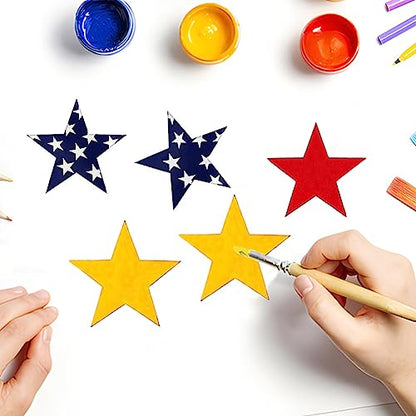ZQYYQZ 100 Pieces 2 Inch Wooden Stars Shape Unfinished Wood Stars Pieces, Blank Wooden Star Cutouts for Christmas Crafts and Party Ornaments