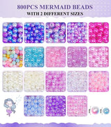 DUDUCOFU 900Pcs Mermaid Bracelet Making Kit for Girls Kids Charm DIY Beads for Jewelry Making, Friendship Bracelet Kit with Unicorn Ocean Pearl Shell DUDUCOFU