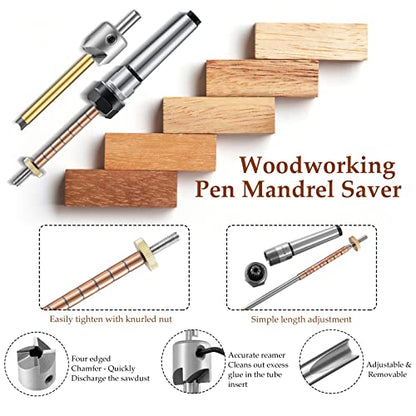 Tondiamo Pen Making Kit Pen Turning Mandrel and Pen Barrel Trimming Set Wood Turning Mandrel #2 Morse Taper Shank with 7mm Drill Bit Mill Cutter Head - WoodArtSupply