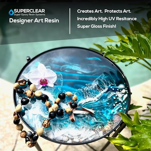 Designer Art Resin 1 GAL Kit / 128 oz, Clear Resin Epoxy for Craft Resin Art DIY, Bubble Free, High Gloss Finish, Food Grade Safe, BPA & VOC Free, Superclear