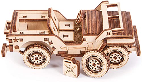 Wood Trick SUV Car Mini 3D Wooden Puzzle for Adults and Kids to Build - 6.3 x 2.8 in - Mechanical Moving Parts - Wood Model Kit - WoodArtSupply