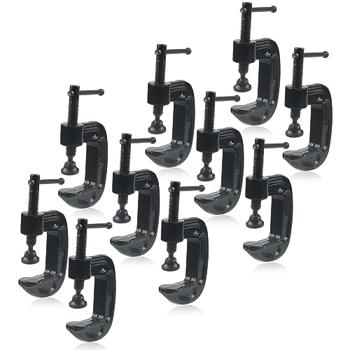 MUKCHAP 10 PCS 1 Inch C Clamp, Black Small C Clamps, Mini G Clamps for Woodworking, Metal Workpiece