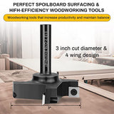 Chaoos CNC Spoilboard Surfacing Router Bit, 1/2" Shank 3" Cutting Diameter 4 Wing, Slab Flattening Router Bit Planing Bit Wood Planer Bit Woodworking Chaoos