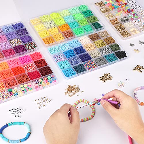 QUEFE 10800pcs Clay Beads for Bracelet Making Kit, 108 Colors