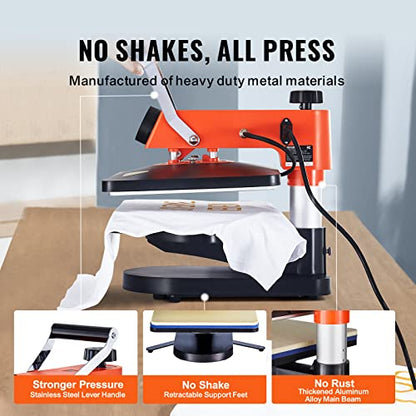 VEVOR 6 in 1 Heat Press Machine 12x15 inch, 360-Degree Swing Away T Shirt Printing Machine Digital Control, Multifunction Heat Transfer Machine
