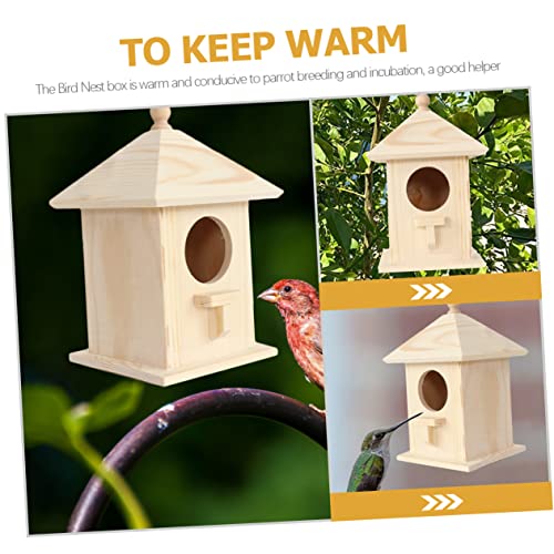 BESPORTBLE Bird Nest Wood Birds Cages Bird Houses for Outside Wooden Garden Bird Shelter Small Bird Hanging Bird Unfinished Wood Birdhouse BESPORTBLE