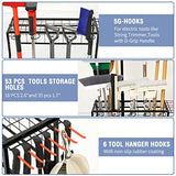 Garden Tool Organizer for Garage, Garden Tool Rack, Up to 58 Long Handled Tools, Yard Tool Holder for Garage, Shed, Outdoor, Tool Stand, Black Kingarage