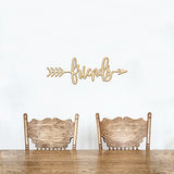 Friends Right Arrow Wood Sign Home Decor Wall Art Hanging Rustic Unfinished 12" x 4" Woodums