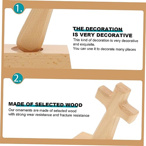 Yardenfun 1 Set Wooden Cross Table Altar Cross Wood Standing Latin Cross Wood Cross Centerpiece Unfinished Wood Cross Decorative Cross for Desk Table Yardenfun