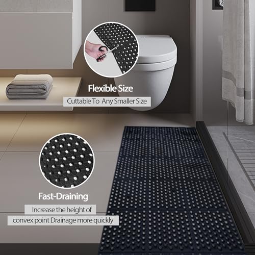 MYOYAY 83"x 36" Commercial Anti-Fatigue Drainage Rubber Mat Roll Non-Slip Rubber Drainage Mat Heavy Duty Commercial Restaurant Bar Rubber Floor Mat MYOYAY