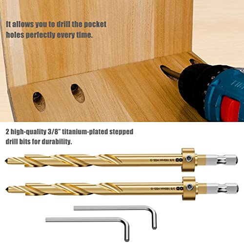 HOWOD Pocket Hole Jig Kit, Professional and Upgraded All-Metal Pocket Screw Jig. HOWOD