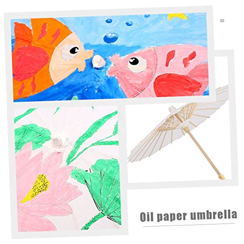 VILLCASE 2pcs chinese paper japanese umbrella Unfinished Umbrella oil paper parasol macrame decor white paper parasols wedding decorations Rainproof VILLCASE
