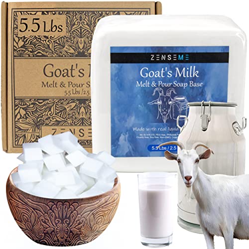 ZenseMe 5.5 LB - Goats Milk Soap Base | Melt and Pour supplies kit for soap making, SLS/SLES & PEG free | Best Natural Organic Vegetable Ingredients - WoodArtSupply