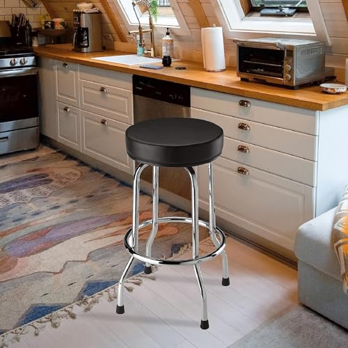 Torin ATRP6185B Swivel Bar Stool: Padded Garage/Shop Seat with Chrome Plated Legs, Black - WoodArtSupply