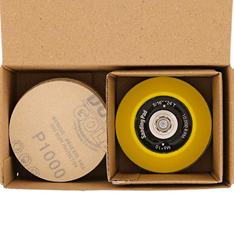 Dura-Gold - Premium - Variety Pack (40,60,80,120,220,320,400,600,800,1000) - 3" Gold Hook & Loop Sanding Discs for DA Sanders - Box of 50 Sandpaper Dura-Gold