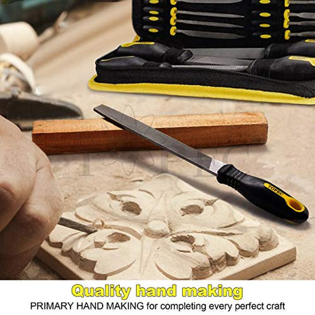 Topec 26Pcs File Set, Round and Flat File Kits are Made of High Carbon-Steel, Ideal Wooden Hand Tool for Woodwork, Metal, Model & Hobby Applications Topec