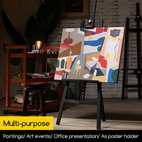 MEEDEN Wooden Art Easel for Painting and Display, Studio Artist Heavy Duty Easel Stand for Adults, Adjustable Angle and Height 57" to 76"H, Holds MEEDEN
