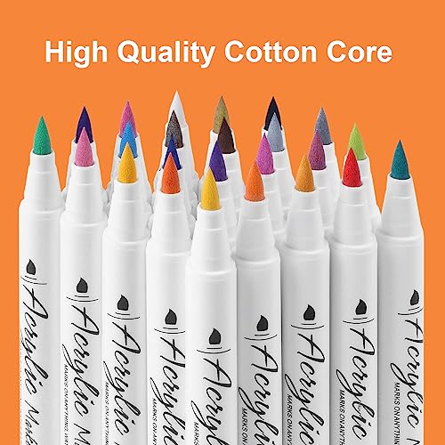 Letoya Acrylic Paint Markers 24 Colors Brush Tip Paint Pens Set,Fabric Markers Ideal for Canvas, Wood, Rocks, Glass, and Fabric Painting - WoodArtSupply