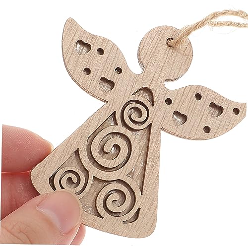 Anneome Christmas Angels Ornaments 10pcs Double Decorative Wood Chips Wooden Decor Woodsy Decor Christmas Tree Ornaments Unfinished Wooden Discs Wood - WoodArtSupply