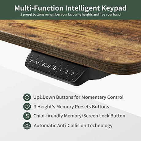 FEZIBO Standing Desk with Keyboard Tray, 55 × 24 Inches Electric Height Adjustable Desk, Sit Stand Up Desk, Computer Office Desk, Rustic Brown FEZIBO