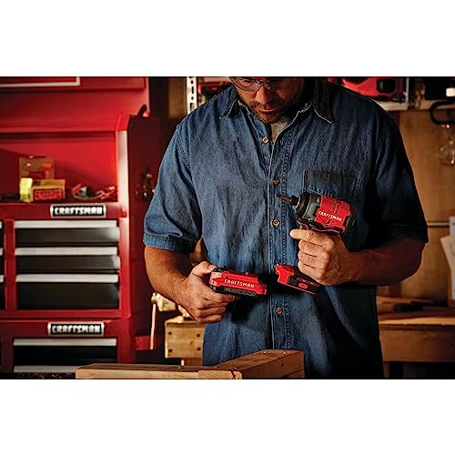 CRAFTSMAN V20 Cordless Impact Driver Kit, 1/4 inch, Battery and Charger Included (CMCF810C1) Craftsman