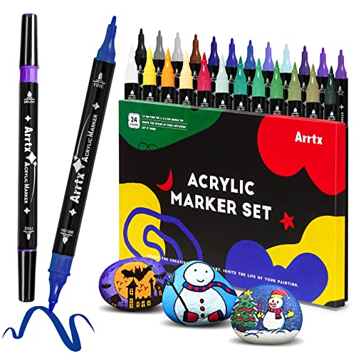 LIGHTWISH 48 Colors Acrylic Paint Markers,Upgraded Dual Tip and