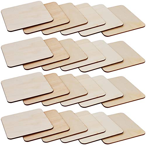 SKPPC 40Pcs Unfinished Laser Engraving Carving Blank Wood Pieces for Painting, Coasters, DIY Arts Craft Project, Staining and Decorations SKPPC