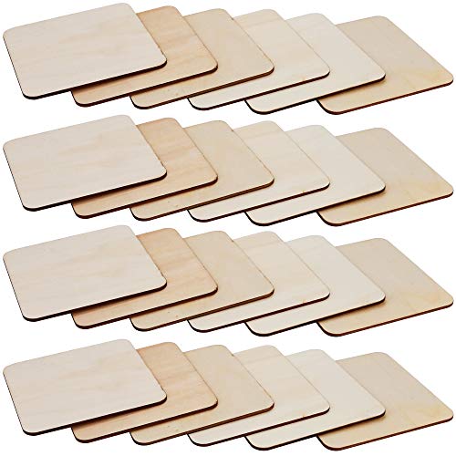 SKPPC 40Pcs Unfinished Laser Engraving Carving Blank Wood Pieces for Painting, Coasters, DIY Arts Craft Project, Staining and Decorations - WoodArtSupply