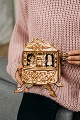 Wood Trick Fairy Theater Happy Birthday Wooden Music Box Kit - w/Fairy Characters - Hand Crank - 3D Wooden Puzzle for Adults and Kids to Build - DIY Wood Trick