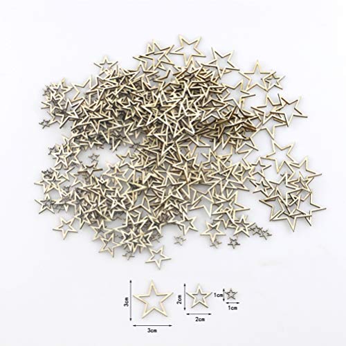 EXCEART 200pcs Star Shape Unfinished Wood Pieces Wooden Hollow Star Embellishments Cutouts Wooden Frames Pendant DIY Craft Jewelry Making Charms