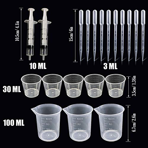 Woohome 66 PCS Epoxy Resin Tools Kit, Silicone Mold Tool Included Measuring Cup, Silicone Mixing Cups, Tweezers with Mixing Sticks, Dropping Pipette, - WoodArtSupply