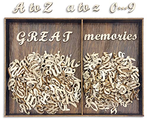 552 Pieces 0.75 Inch Mini Unfinished Wooden Letters Uppercase & Lowercase Unpainted Wooden Numbers Blank Wood Letters Storage for Scrapbooking Crafts Cregugua