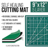 U.S. Art Supply 9" x 12" Green/Black Professional Self Healing 5-Ply Double Sided Durable Non-Slip Cutting Mat Great for Scrapbooking, Quilting, U.S. Art Supply