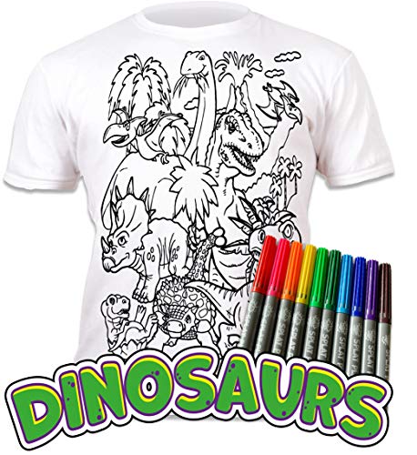 Splat Planet Color in Dinosaur T-Shirt with 10 Non-Toxic Magic Pens color your own t shirt - Color in and Wash Out and Color in Again T-Shirt Splat Planet