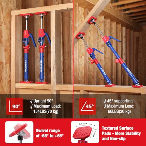 WORKPRO Cabinet Jack Support Pole, 18-1/2" to 29-1/2" Steel Telescopic Quick Support Rod Adjustable 3rd Hand Support System with 154 lbs Capacity for WORKPRO