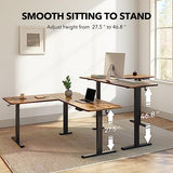 FEZIBO L Shaped Standing Desk Adjustable Height, 63 Inch Electric Stand up Corner Computer Desk, Sit Stand Home Office Desk with Splice Board, Rustic FEZIBO