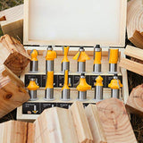 TOOLDO Router Bits 12 Pcs Set, 12 Pieces 1/2" Shank, Beginner Router Bit Kit for DIY, Woodworking Project, High Grade TOOLDO