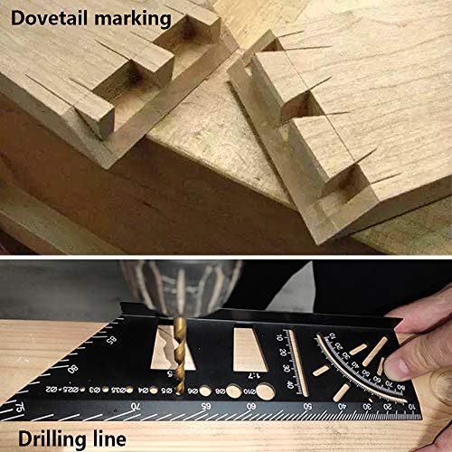 Aluminum Alloy Woodworking Square Size Measure Ruler - 3D Mitre Angle Measuring Template Tool - Carpenter's Layout Ruler Gauge Woodworking - WoodArtSupply