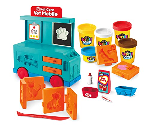 Cra-Z-Art Softee Dough Pet Care Vet Mobile Playset, Modeling Dough Play Toy for Kids Ages 3 Years and Up Cra-Z-Art