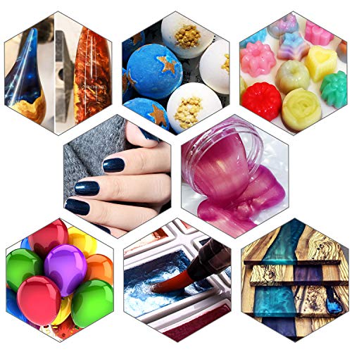 Pigment Mica Powder 12 Colors 10g/0.35oz Mica Powder Set Metallic Effect for Epoxy Resin Kit Color Pigment Soap Making Paint Nail Polish Makeup VITORY